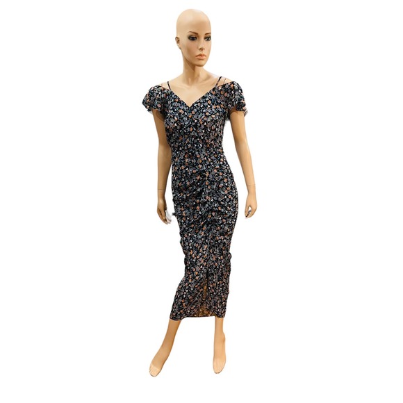 Veronica Beard Marilyn Cold Shoulder 100% Silk Dress Size 2 - Picture 6 of 14